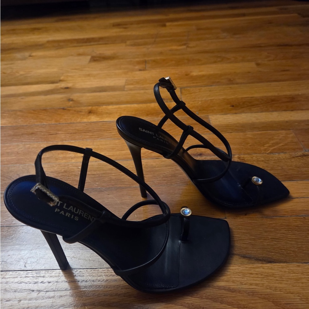 Saint Laurent Never Worn Black Strappy Heels - Picture 3 of 8